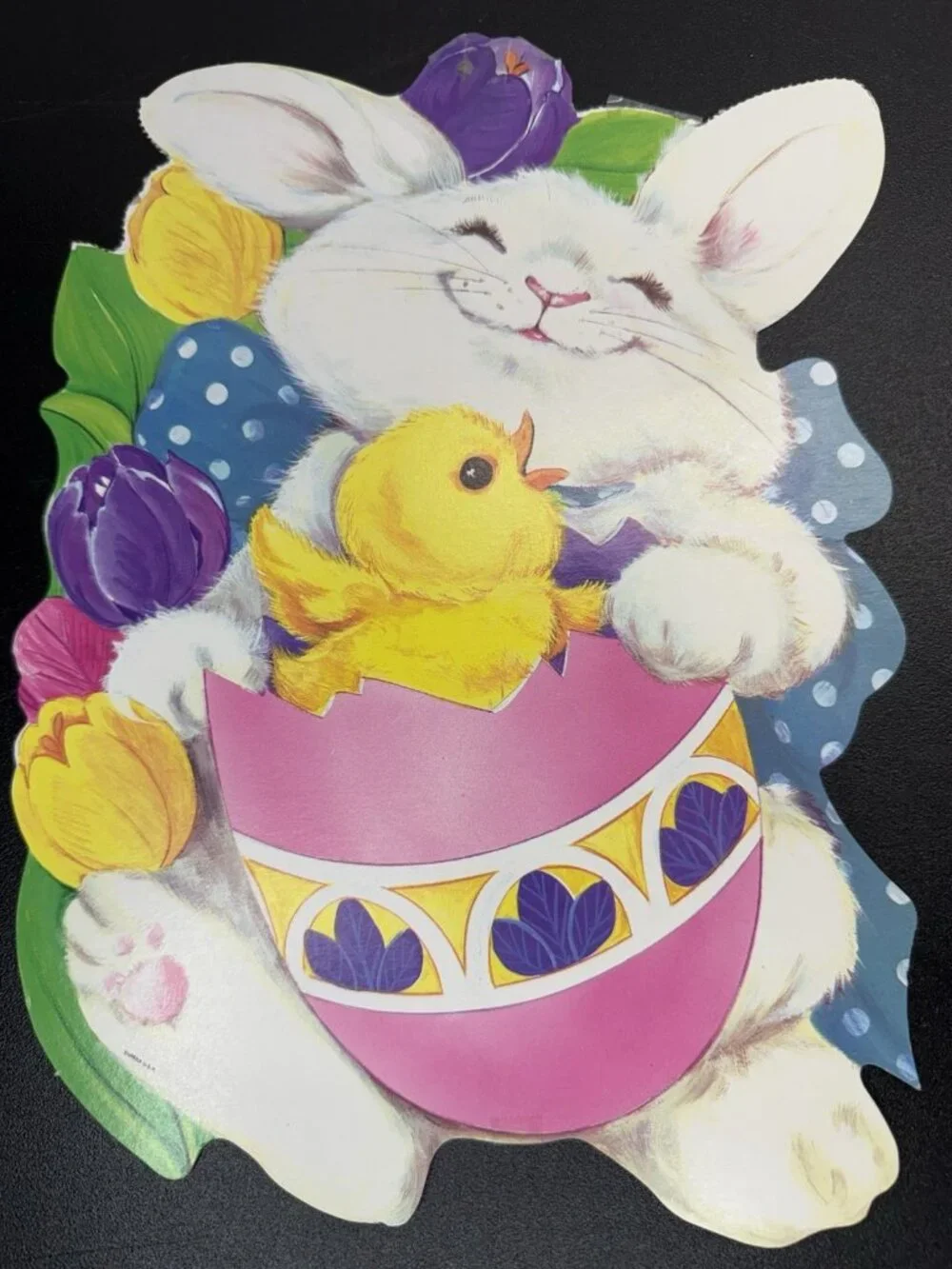 Vintage 3 Easter Spring Bunny Rabbit Chick Die Cut Paper Decorations Cutout